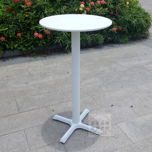 户外高脚酒吧桌椅可收纳折叠吧台桌全黑防水防晒金属碳钢咖啡圆桌 - 图0