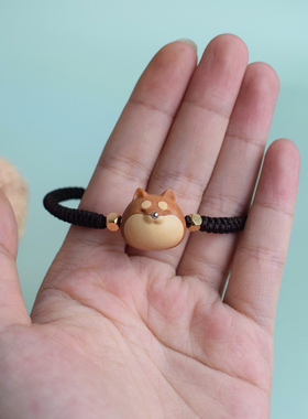 柴犬狗狗旺财木头编织超萌手绳