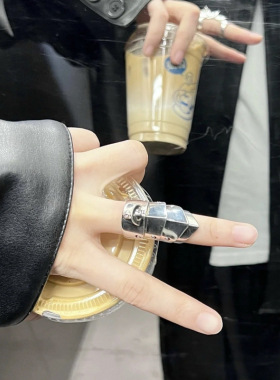 薇薇安同款西太后四节盔甲戒指朋克风盔甲关节戒指黑灰两色