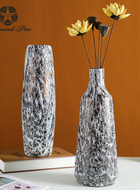 钻石星花瓶创意仿大理石风客厅家居新中式摆件感玻璃花瓶