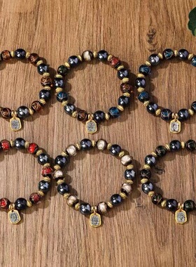 扎基拉姆香灰瓷琉璃手链手串女改款佛珠文玩寺庙景区直播货源