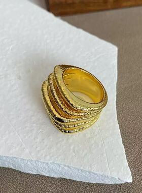 欧美夸张弧面勾丝戒指小众个性设计感指环精致简约时尚指戒