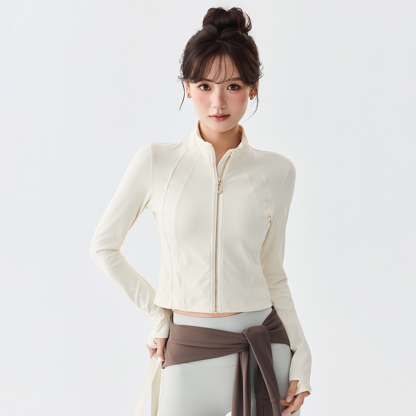 Mitaogirl秋冬立领跑步运动上衣外套女瑜伽普拉提训练健身服长袖,淘宝优惠券,粉丝福利购,淘宝优惠卷