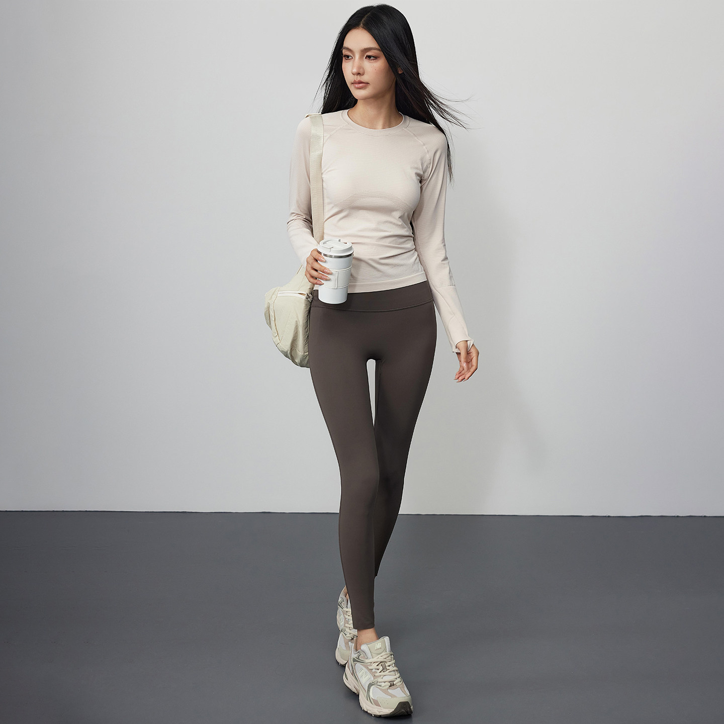 Mitaogirl新款透气瑜伽服长袖T恤肌理修身运动上衣普拉提健身服,淘宝优惠券,粉丝福利购,淘宝优惠卷