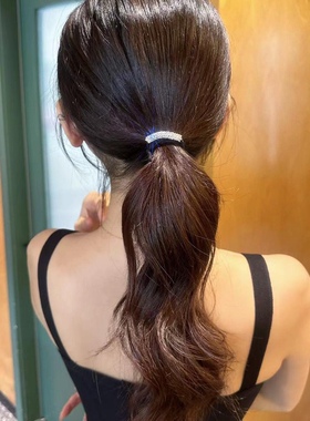 超闪水钻发圈皮筋女扎头绳橡皮筋高弹力耐用发绳皮套胶圈黑色发圈
