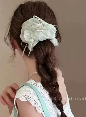 清新网纱结大肠发圈女甜美丸子头扎发头饰头花百搭高级感发饰