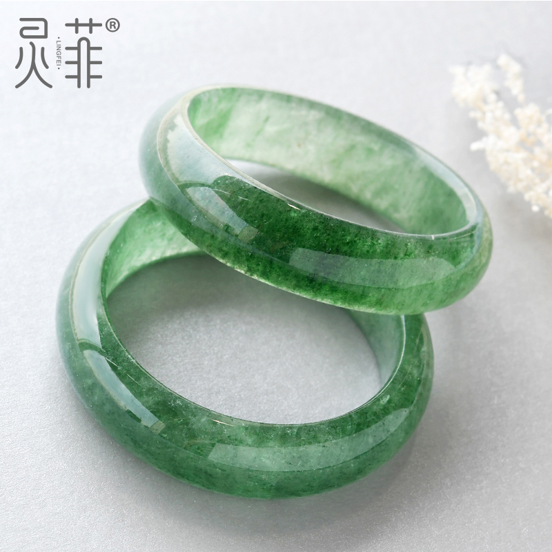 3690 灵菲冰种绿草莓晶手镯一物一图绿色水晶加宽厚镯子女招桃花 3690 灵菲冰种绿草莓晶手镯一物一图绿色水晶加宽厚镯子女招桃花