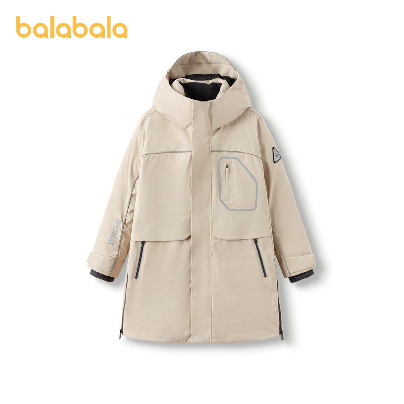 巴拉巴拉童装儿童鹅绒羽绒服冬装长款外套加厚男童暖舒适加厚上衣