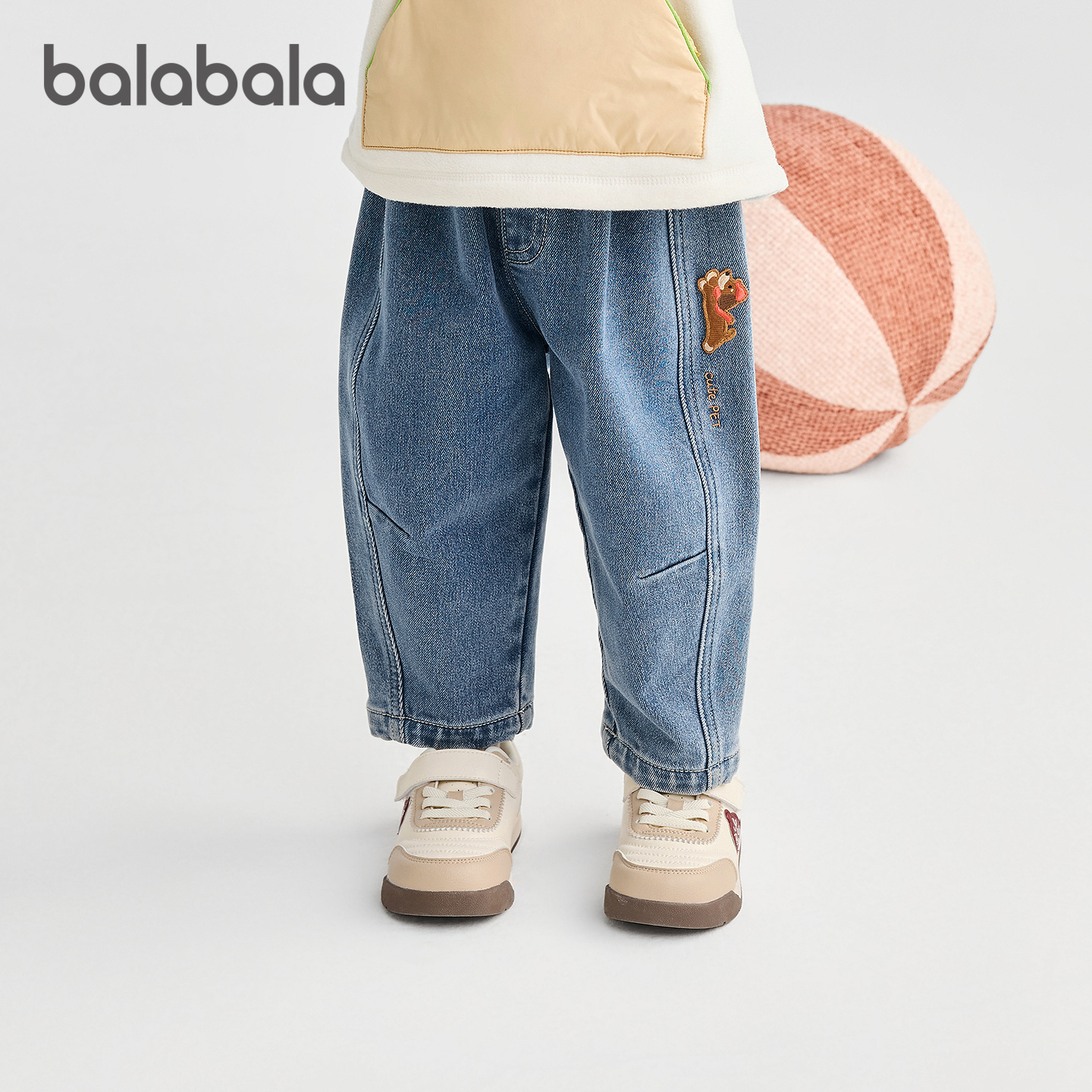【商场同款】巴拉巴拉儿童牛仔裤男女宝宝长裤子宽松2025冬季新款 - 图1