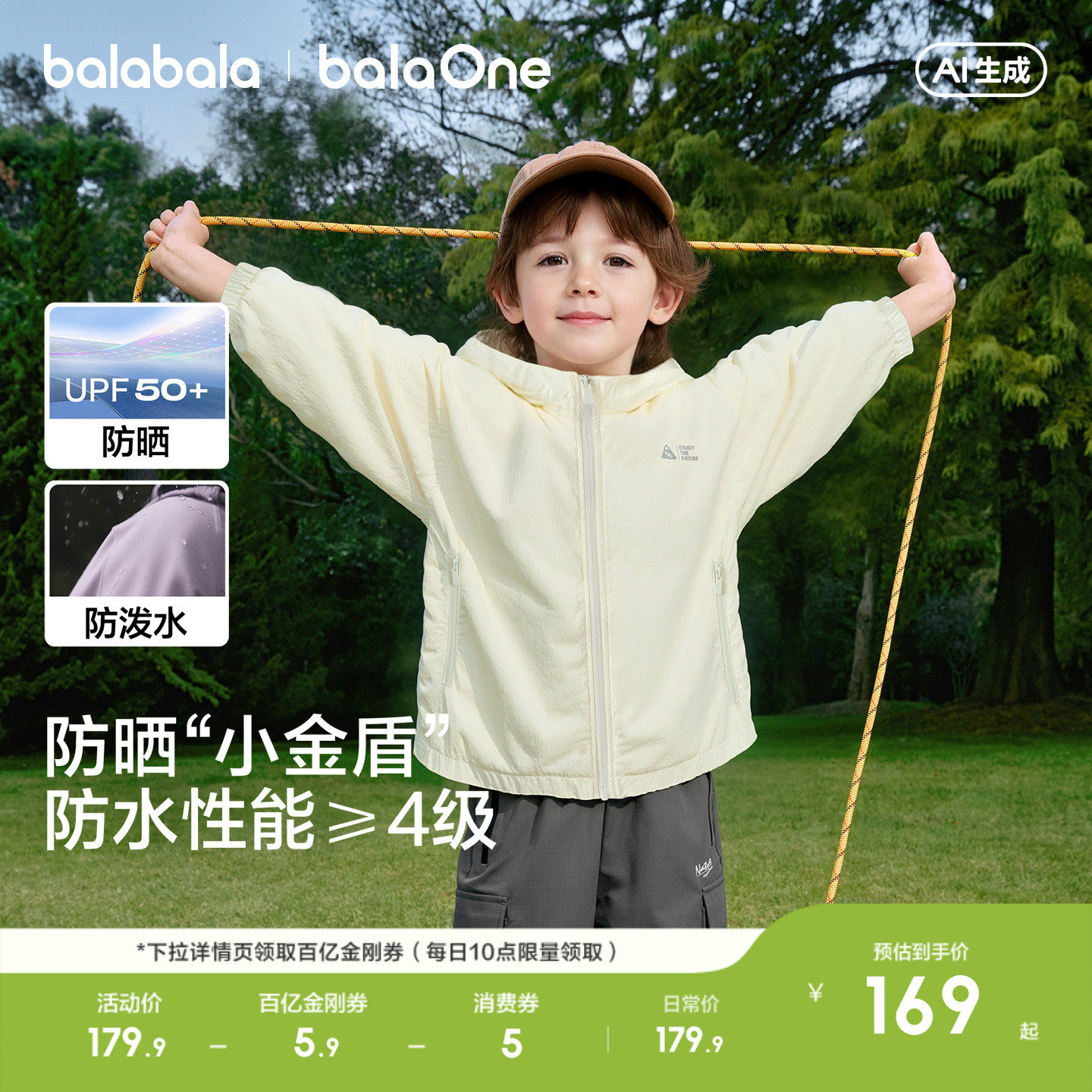 巴拉巴拉童装2025春秋新款防风防泼水外套