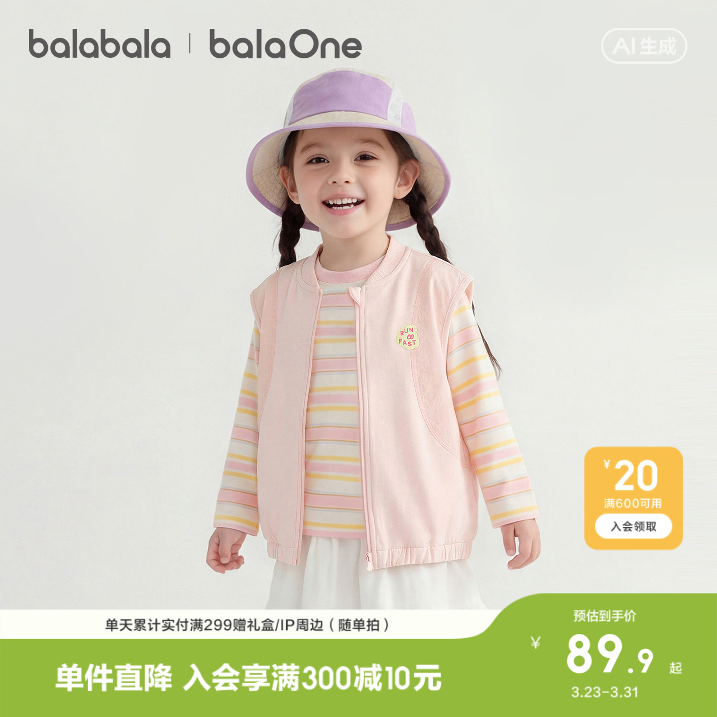 巴拉巴拉童装儿童马甲男童女童2026新款宝宝春装装小童休闲背心萌