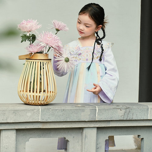 巴拉巴拉儿童汉服女童国风连衣裙子2025夏装新款古风古装表演服装 - 图1
