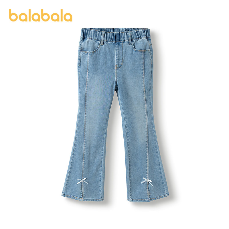 巴拉巴拉儿童牛仔裤女童开叉喇叭裤2025春秋季新款长裤童装休闲潮