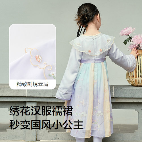 巴拉巴拉儿童汉服女童国风连衣裙子2025夏装新款古风古装表演服装 - 图2