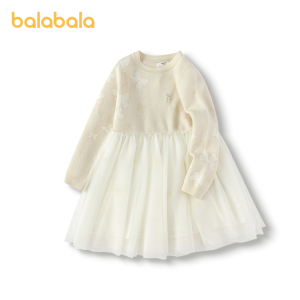 巴拉巴拉童装儿童连衣裙女童秋冬装网纱公主裙子针织小童宝宝洋气 巴拉巴拉童装儿童连衣裙女童秋冬装网纱公主裙子针织小童宝宝洋气