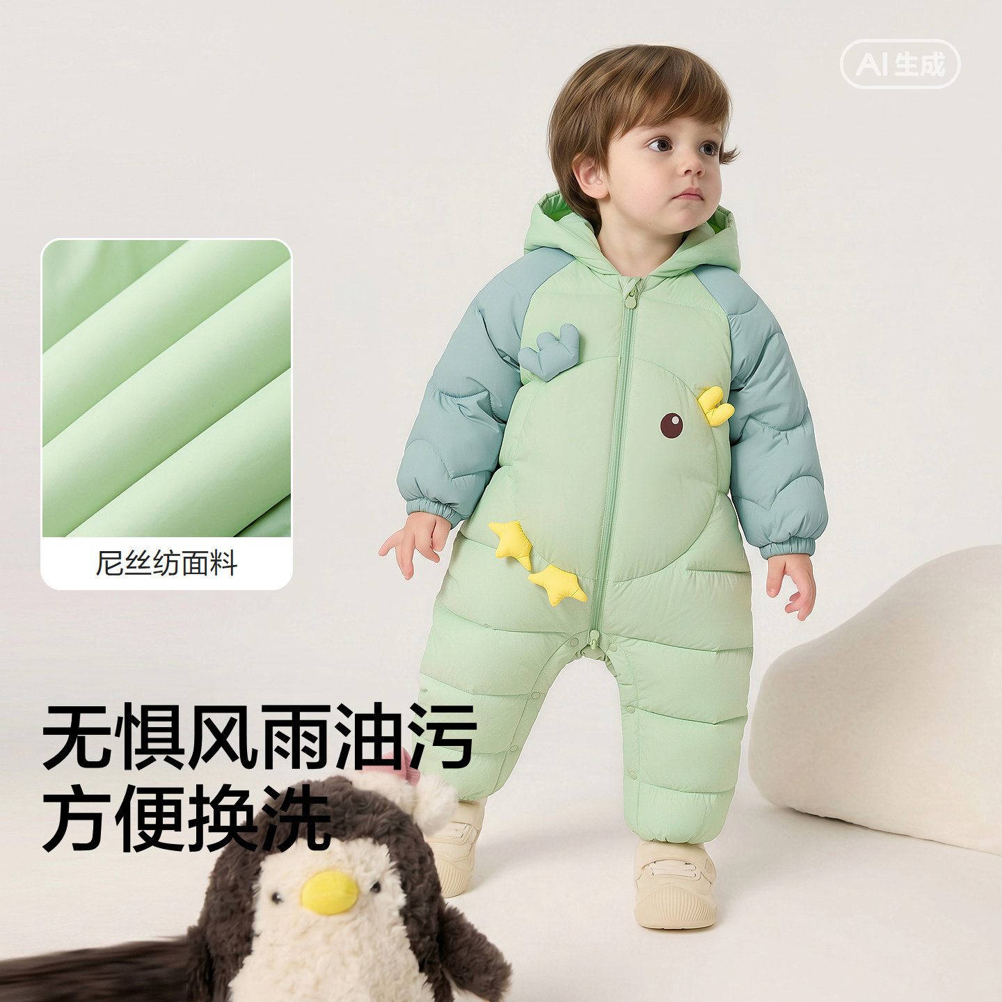 巴拉巴拉婴儿羽绒服轻薄冬季连体衣2024新款宝宝衣服女童抱衣爬服