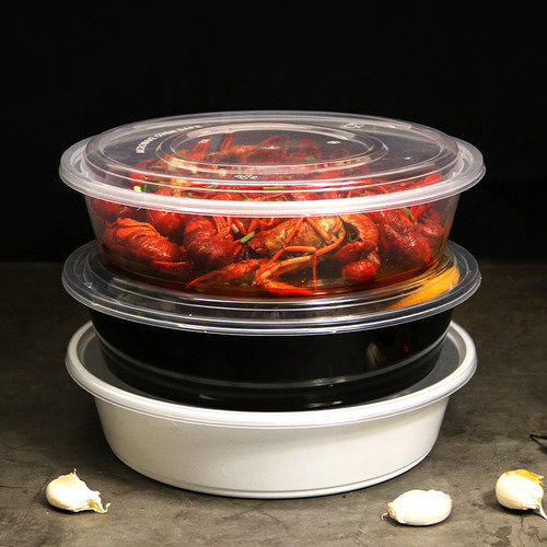 一次性餐盒2000ml2500ml3000ml3500ml黑色白色打包盒龙虾盒碗30套 - 图1