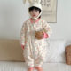 Children's one-piece pajamas to prevent colds in autumn and winter baby split-leg sleeping bag quilted and thickened pure cotton jumpsuit for boys and girls