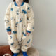 Children's one-piece pajamas to prevent colds in autumn and winter baby split-leg sleeping bag quilted and thickened pure cotton jumpsuit for boys and girls