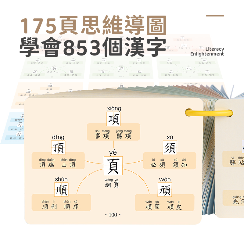 繁体字儿童语文思维导图识字卡速记汉字小学认字卡中文幼儿启蒙-图0