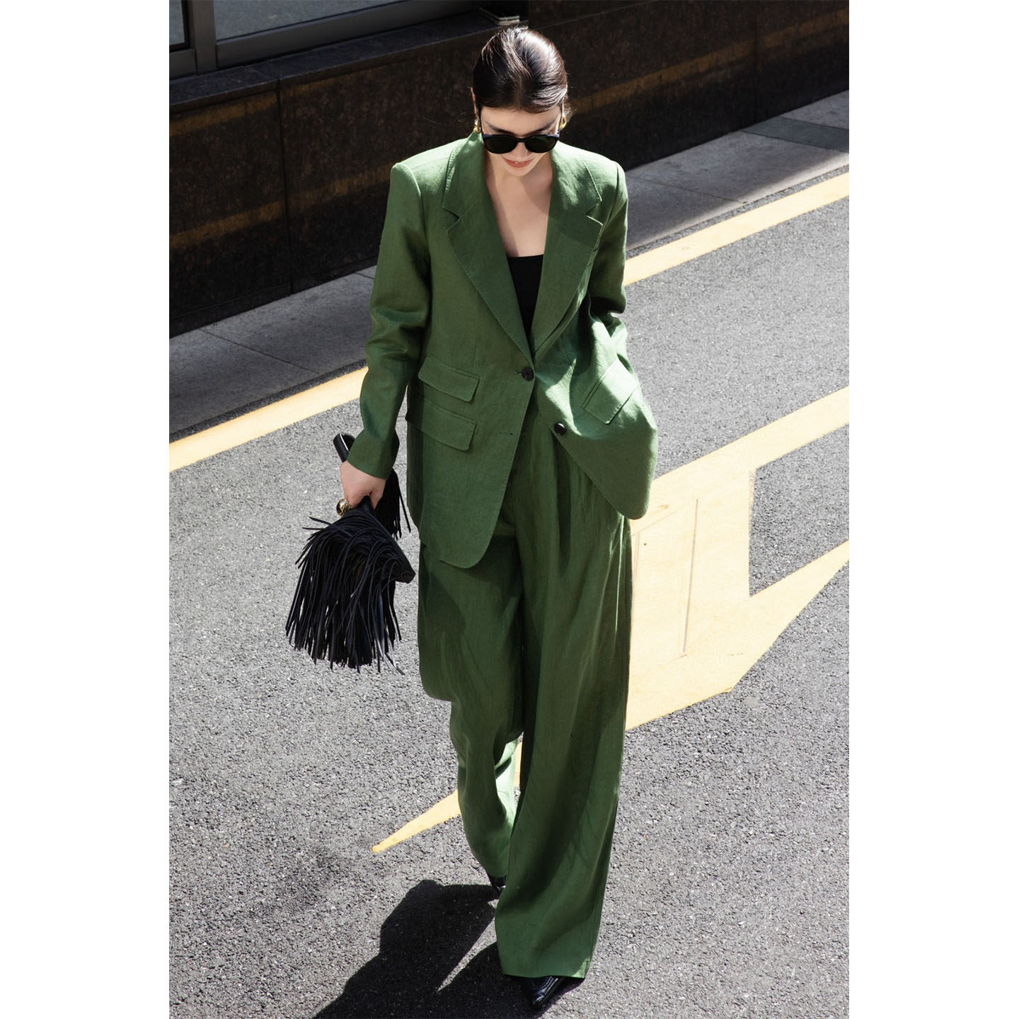 老钱风亚麻西装阔腿裤休闲松驰感商务女装秋冬时尚高级感两件套女,淘宝优惠券,粉丝福利购,淘宝优惠卷