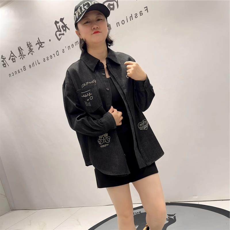 女权贵族2026年货初春T恤水洗牛仔衬衫加肥加大胖mm气质打底1009,淘宝优惠券,粉丝福利购,淘宝优惠卷