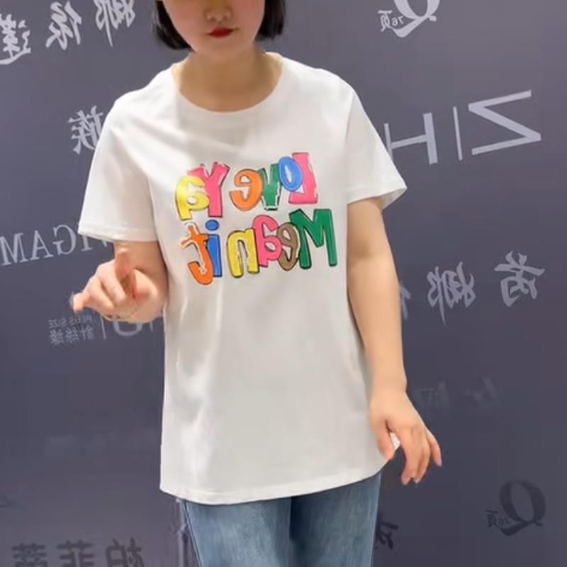 专柜3087女权贵族早夏新款洋气显瘦胖MM大码女装常规款百搭T恤潮 - 图3