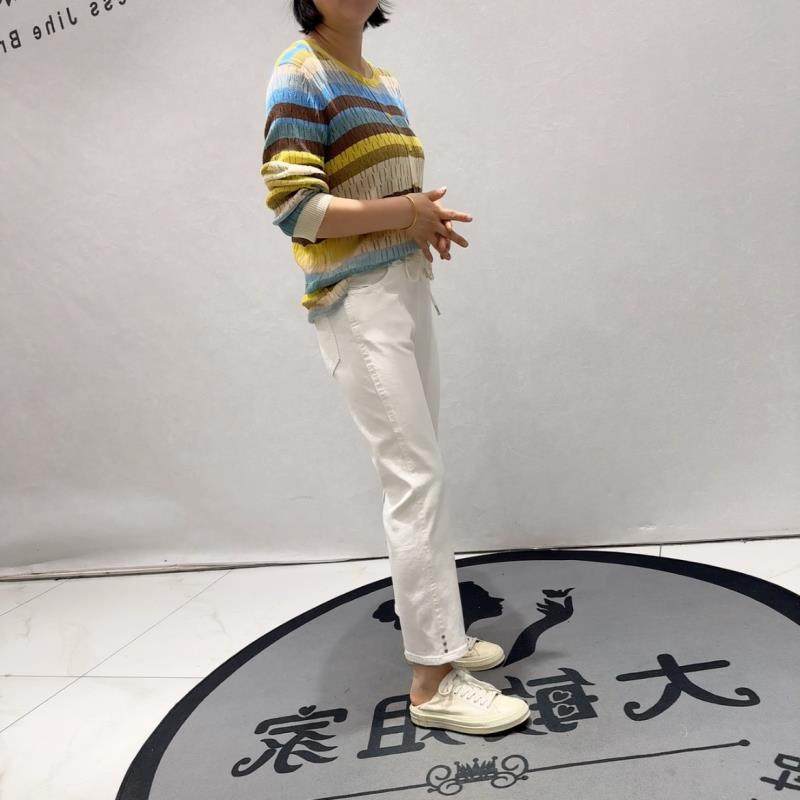 2026年货新款春柏菲蒂8895大码女装胖mm松紧腰白色烟管裤牛仔裤,淘宝优惠券,粉丝福利购,淘宝优惠卷