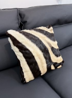 进口靠枕斑马皮枕套艺术装饰品枕头摆件家居收藏动物装饰抱枕靠垫