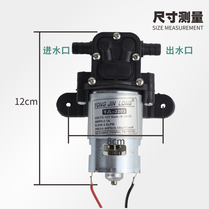 12V电动喷雾器配件 农用水泵电机 打药机 喷农药 隔膜智能泵包邮