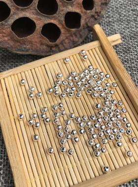 s990包金s925银珠隔珠金色圆珠散珠项链配3小金珠子DIY配件串手链