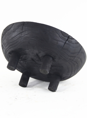 厂家销售手制碳化栗木黑色托盘果盘家居别墅侘寂风赤贫风装饰摆件