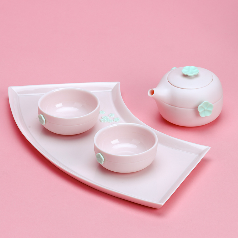 万仟堂陶瓷功夫茶具，粉色款送女生礼物
