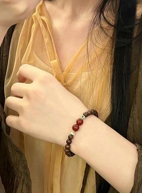 小红书同款天然金丝檀木手链男女