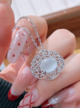 禧笑925银新中式花丝如意平安锁纯银项链女吊坠锁骨链生日礼物