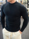 Half turtleneck sweater muscular men tight long sleeve sweater