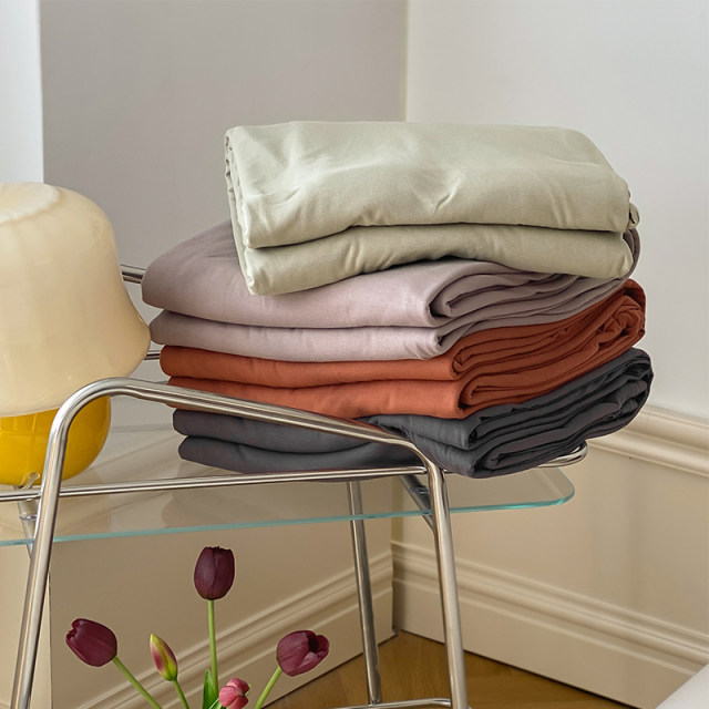 Simple solid color cotton Tianzhu cotton four-piece bedding set
