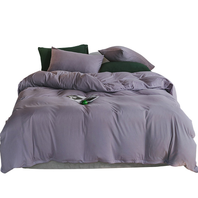 Simple solid color cotton Tianzhu cotton four-piece bedding set