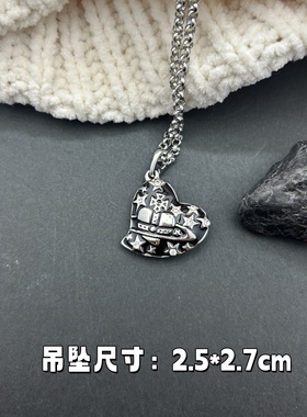 NANA西太黑色桃心甜酷风时尚女OL潮流个性土星吊坠短款锁骨链