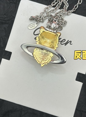 xi太后土星联名款项链小众设计金色狮子高级感镶捷克钻锁骨链