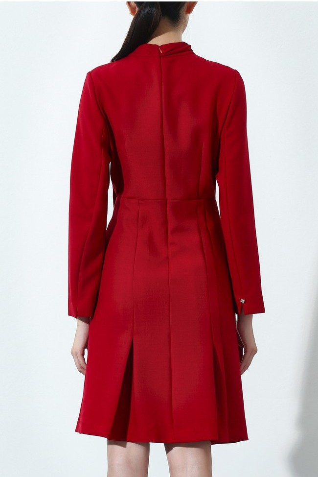 舒朗专柜正品2021春季新款红色连衣裙 SR3L02（不退不换）