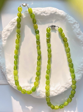 超显白牛油果绿色串珠项链简约高级百搭气质颈链2024新款锁骨链