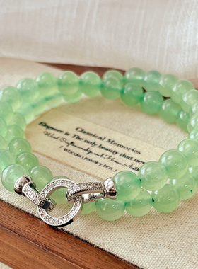 新中式浅绿~8mm天然东陵玉串珠项链百搭质感锁骨链短款项链女