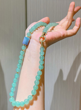 绿意盎然～天然东陵玉串珠项链水晶锁骨链时尚百搭饰品生日礼物