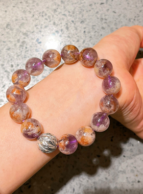 13mm大颗粒天然紫幽灵手串水晶手链冷调少女九紫离火温柔气质