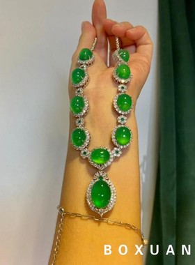 天然绿玉髓项链蛋面长款颈链饰品