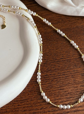 轻奢小众满天星施家珍珠项链锁骨链气质百搭毛衣项链choker