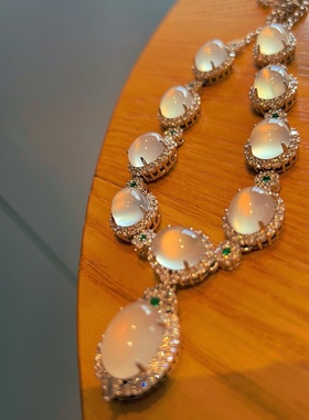 天然高品质起光马达加斯白玉髓晚装链奢华宴会礼服搭配新品小众