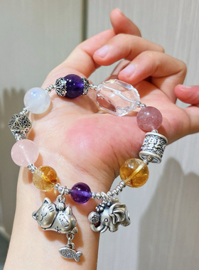 925银饰天然水晶多宝手链女时尚百搭饰品礼物送女友闺蜜生日礼物