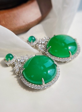 尾货清仓天然绿玉髓吊坠女小众复古玉石圆牌项坠送妈妈配送链子